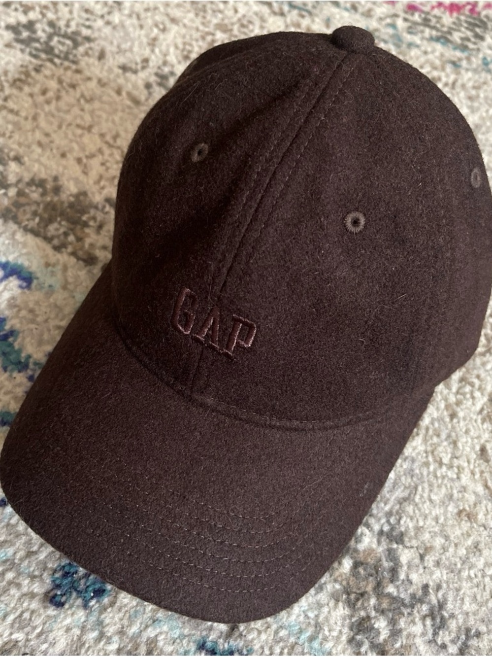 GAP Embroidered Logo Wool Cap in Dark Brown